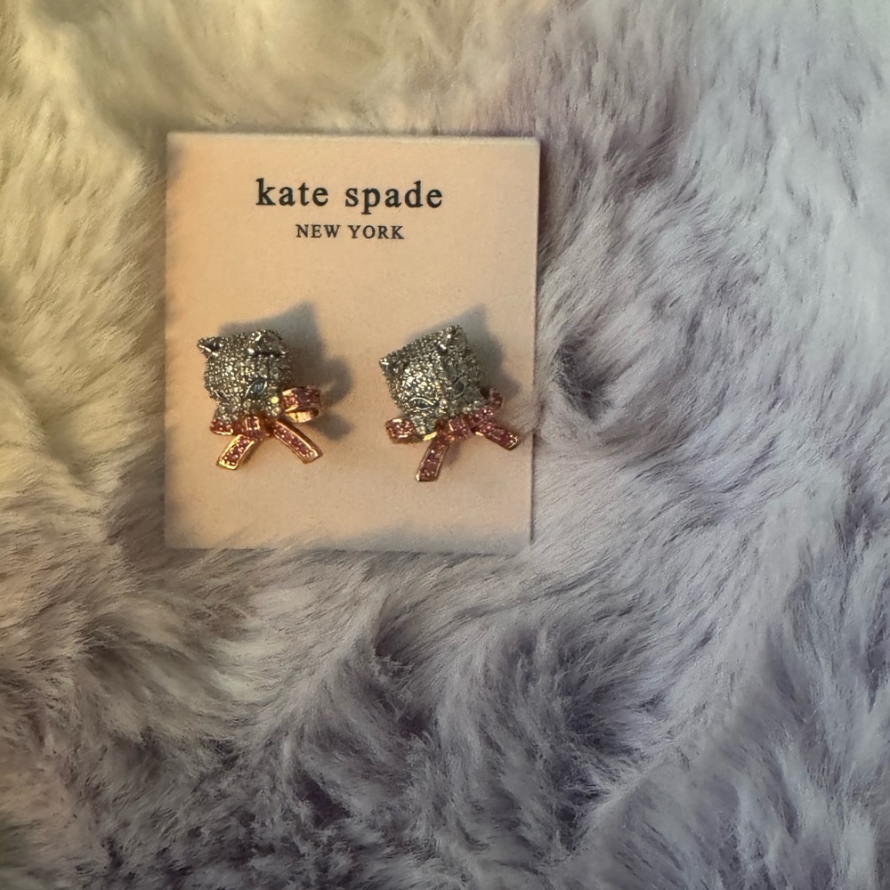 Kate Spade Pawlina Cat Stud Pink Bow Earrings
